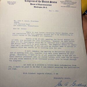 1962, May 7 George A. Goodling Signed Autograph Letter Pennsylvania Congressman
